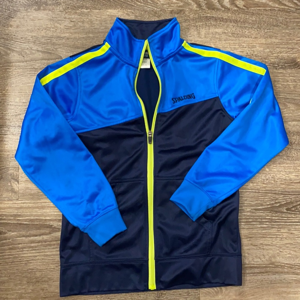 Boys Spalding Navy and Teal Blue Jogger Jacket, Size M (10/12)